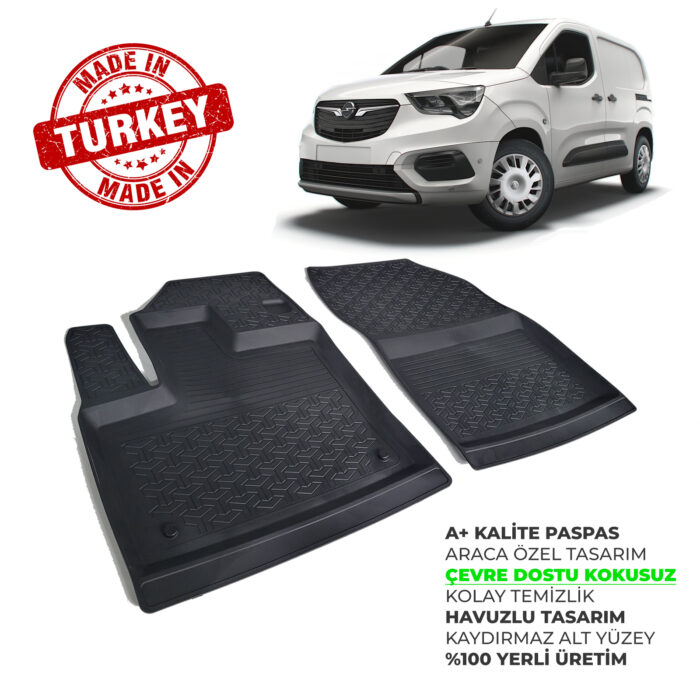 Opel Combo PANELVAN Havuzlu Paspas 2019 2020 2021 2022 2023 Ön İki Parça